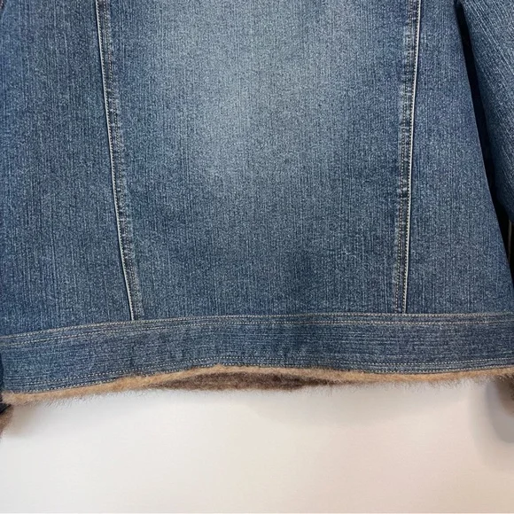 Marvin Richards Fur Lined Trucker Denim Jacket Size Large Vintage Y2K Country - Picture 8 of 16